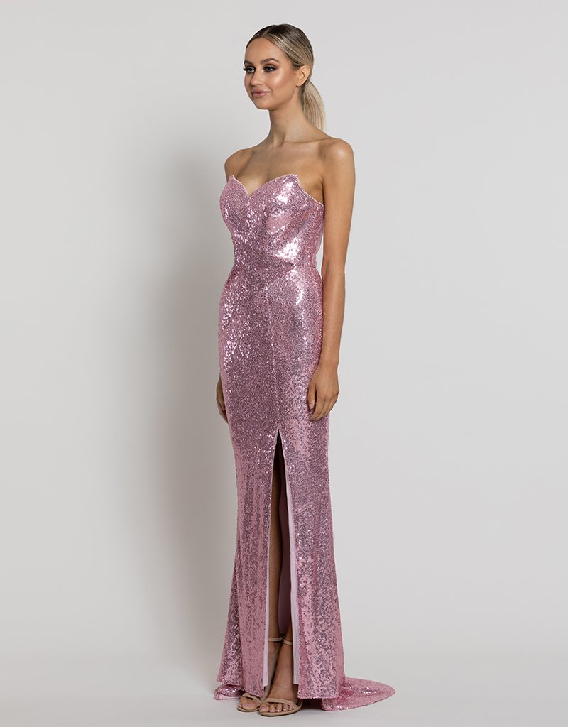 BARIANO MIA SWEETHEART SEQUIN GOWN WITH TRAIN B42D59-LT – Under the Veil